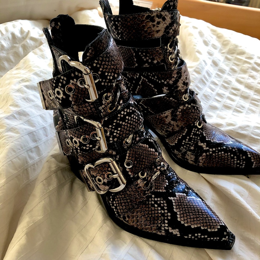 Jeffrey Campbell Caceres Snake Print Bootie